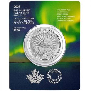 2023 $5 The Majestic Polar Bear and Cubs 1 oz Pure Silver Coin - Royal Canadian Mint