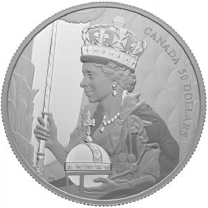 2022 $50 Queen Elizabeth II's Coronation 5 oz Pure Silver Coin - Royal Canadian Mint