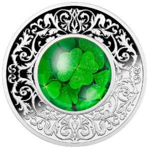 FOUR LEAF CLOVER 2023 500 CFA Francs Pure Silver Coin with Magnifying Glass - Mint of Poland - Republic of Cameroon