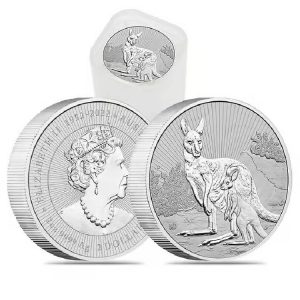 AUSTRALIAN MOTHER AND BABY KANGAROO 2023 10 X 2 oz Pure Silver Piedfort Coin in Mint Tube - Perth Mint