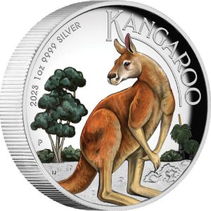 Australian Kangaroo 2023 1 oz Silver Proof High Relief Coloured Coin- Perth Mint