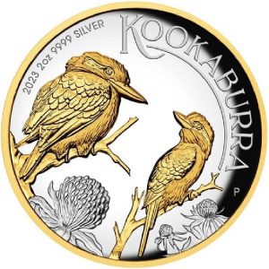 Australian Kookaburra 2023 $2 2 oz Proof High Relief Gilded Coin - Perth Mint