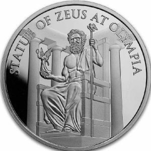 STATUE OF ZEUS AT OLYMPIA 7 WONDERS OF THE WORLD 2023 1oz Silver Bullion Round in Capsule