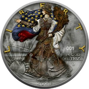 American Eagle Steam Punk  2023 $1 1 oz Pure Silver Ennobled Coin - USA