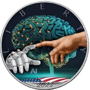 AMERICAN SILVER EAGLE AI CONNECTIVITY (2) 2023 1 oz Colorized Pure Silver Coin in Capsule and COA