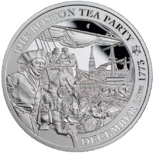 250th Anniversary Boston Tea Party 2023 1 Pound 1 oz Fine Silver Proof Coin - St. Helena