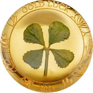 FOUR LEAF CLOVER  2024 $1 1 g Gold Proof Coin with Case - Palau - Coin Invest Trust