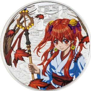 Autumn Manga Four Seasons 2023 1 oz $5 Colored Silver Coin - Cook Island