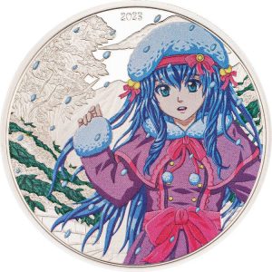 Winter Manga Four Seasons 2023 1 oz $5 Colored Silver Coin - Cook Island