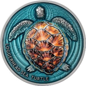 Loggerhead Sea Turtle 2023 2 oz $2 High Relief Pure Silver Coin - Niue