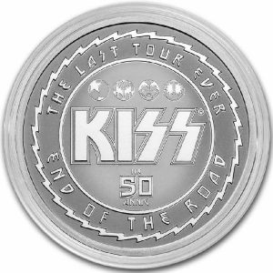 KISS 50th Anniversary 2023 1 Oz BU Silver Coin in Capsule - Niue