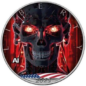 AMERICAN SILVER EAGLE AI TERMINATOR (3) 2023 1 oz Colorized Pure Silver Coin in Capsule and COA