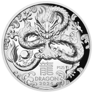 Year of the Dragon Australian Lunar Series III 2024 1 oz Silver Proof High Relief Coin - Perth Mint