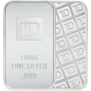 **SPECIAL $3 CAD OVER SPOT** 1 oz Fine Silver Bar TD Bank