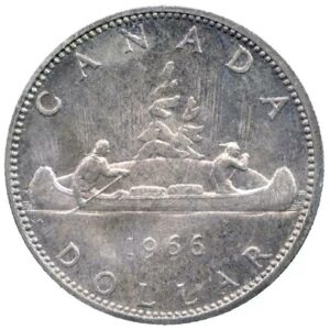 1966 Voyageur Silver Dollar Coin in Capsule - Royal Canadian Mint (VF OR BETTER)