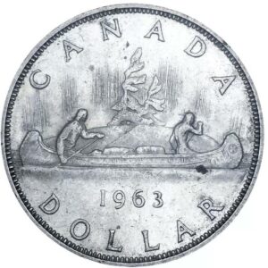 1963 Voyageur Silver Dollar Coin in Capsule - Royal Canadian Mint (VF OR BETTER)