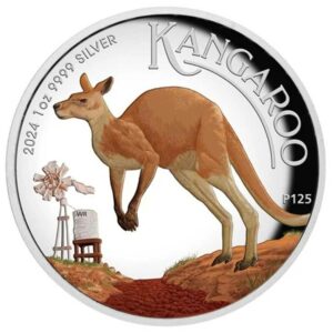 Australian Kangaroo 2024 1 oz Silver Proof High Relief Coloured Coin - Australia - Perth Mint