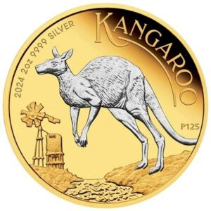 Australian Kangaroo 2024 2 oz Silver Proof Reverse Gilded Coin - Australia - Perth Mint