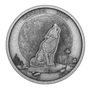 The Howling Wolf 2024 $30 2 oz Fine Silver Antique Finish Coin - Royal Canadian Mint