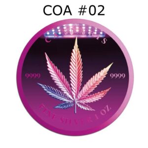 Spectrum Cannabis Leaf 2024 1 oz 5000 CFA Pure Silver Holographic Cyber Pink Coin COA #02 - Chad
