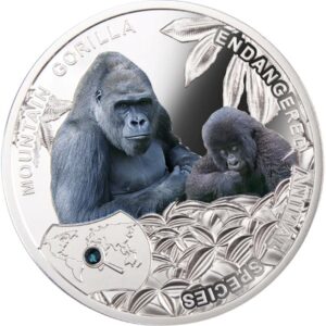 Mountain Gorilla World Endangered Animal Species 2014 $1 Silver Colored Proof Coin - Niue - Mint of Poland