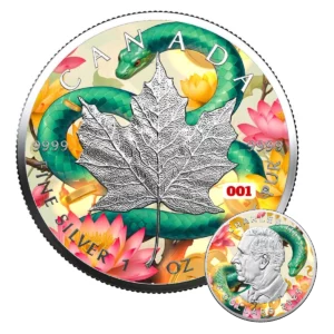 Chromatics Year of the Snake Edition 2025 1 oz Silver Maple Leaf Coin - 200 Mintage