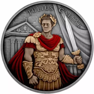 JULIUS CAESAR LEGENDARY WARRIORS 1 oz Silver Antique Finished Coloured Coin - USA (PRE-ORDER)