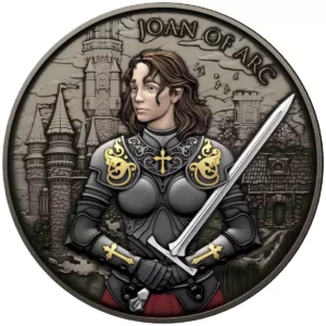 JOAN OF ARC LEGENDARY WARRIORS 1 oz Pure Silver Antique Finished Coloured Coin - USA (PRE-ORDER)