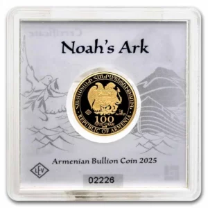 Noah's Ark 2025 1 Gram 100 Dram Pure Gold Coin in Security Capsule - Armenia