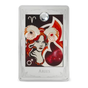 Star Signs of the Zodiac Aries 2025 $3 2 oz Silver Proof Coloured Coin - Niue - Agoro by NZ Mint