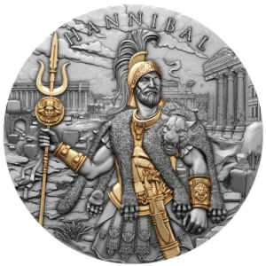 Hannibal Legendary Warriors 2025 $5 2 oz Silver Antique Finished Gold Plated Coin - Niue - T&S Coins and Pinehurst Coins (PRE-ORDER)
