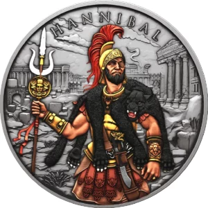 Hannibal Legendary Warriors 1 oz Pure Silver Antique Finished Coloured Coin - USA (PRE-ORDER)