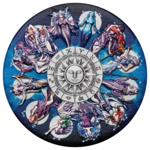 Zodiac Signs and Goddesses 2025 $5 5 oz Pure Silver Antiqued Colored Coin -Tuvalu - Perth Mint