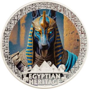Anubis Egyptian Heritage Series 2025 2 oz $20 Pure Silver Proof Coloured Coin - Liberia (PRE-ORDER)