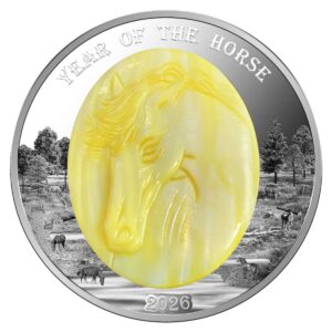 YEAR OF THE HORSE Mother of Pearl 2026 $25 5 oz Silver Proof Coin - Solomon Islands - MDM (PRE-ORDER)
