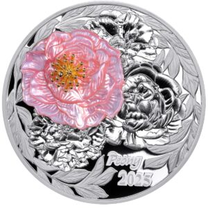 SILVER PEONY 2025 $5 2 oz Silver 3D Proof Coin - Solomon Islands - MDM (PRE-ORDER)
