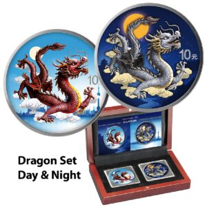 Dragon Night & Day 2025 10 Yuan 2 x 1 oz Silver Coloured Coin Set - Chinese Mint (COMING SOON)