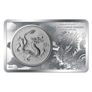 CHINESE DRAGON 2025 1 oz Pure Silver Coin & 2 oz Pure Silver Bar - China - MDM (PRE-ORDER)