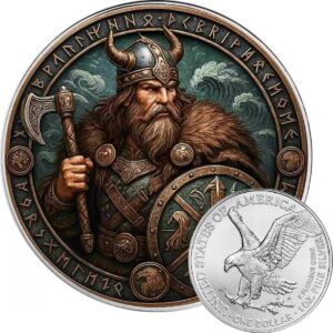 Harald Ironstorm The Vikings Series American Silver Eagle 2025 $1 1 oz Pure Silver Coloured Coin - United States of America (PRE-OWNED)