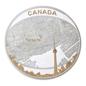 Toronto City Map 2011 $25 2 oz Fine Silver Proof Gold Plated Coin - Royal Canadian Mint