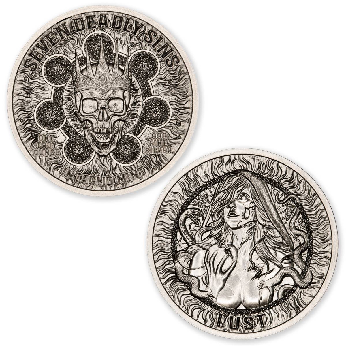 Seven Deadly Sins Lust 2025 1 oz Silver Round - Intaglio Mint