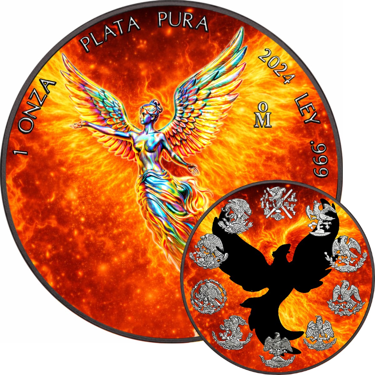 Holo Phoenix Fire Sky Libertad 2024 1 oz Fine Silver Holographic