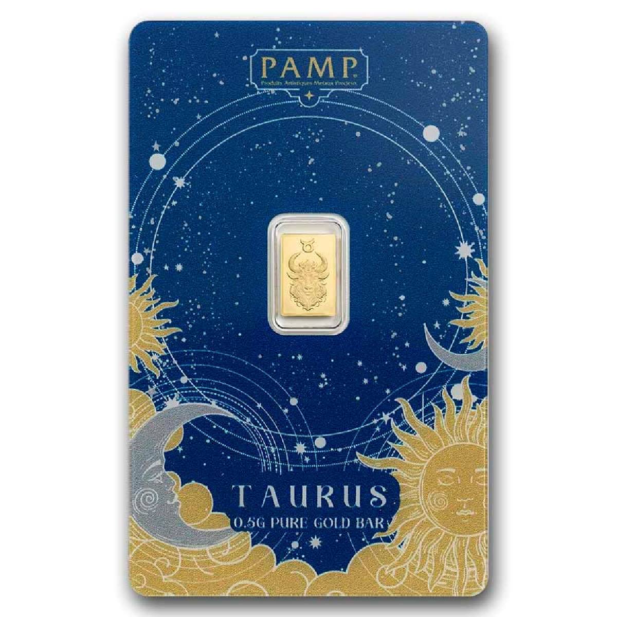 Zodiacs Taurus 1/2 Gram Gold Bar in Assay Card - PAMP Suisse