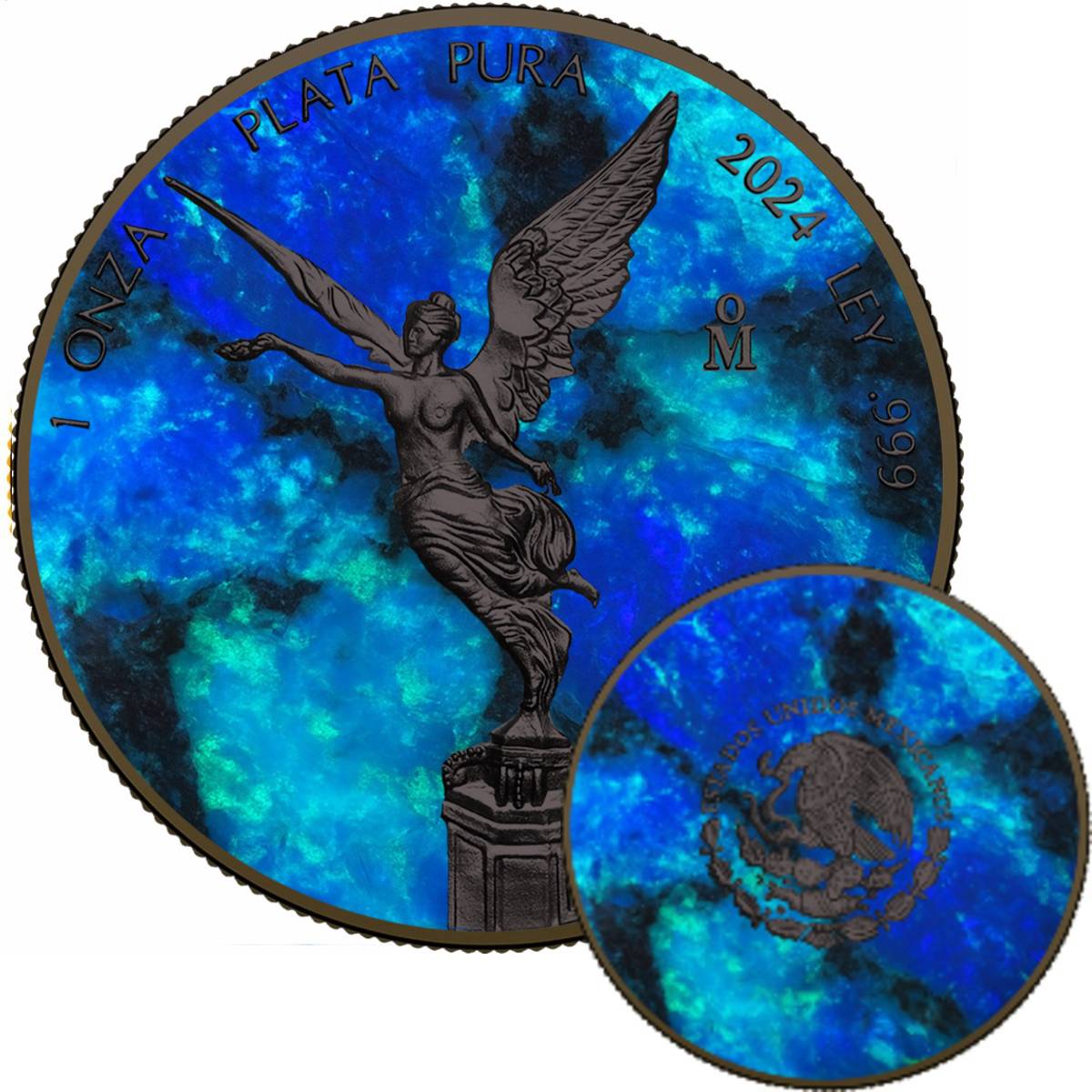 Ｗｏｒｌｄ　Ｐｅａｃｅ　Ｃｏｉｎ　平和祈願メダル•マイドルチェルナ Ocean Opal Libertad 2024 1 oz Fine Silver Metal Finish Coin - Mexico
