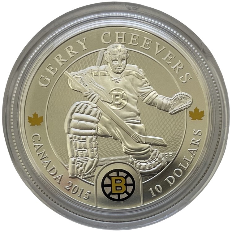 激レア 入手困難 EAGLE DOCTOR パッチ Goalies Gerry Cheevers Boston Bruins 2015 $10 1/2 oz Fine Silver