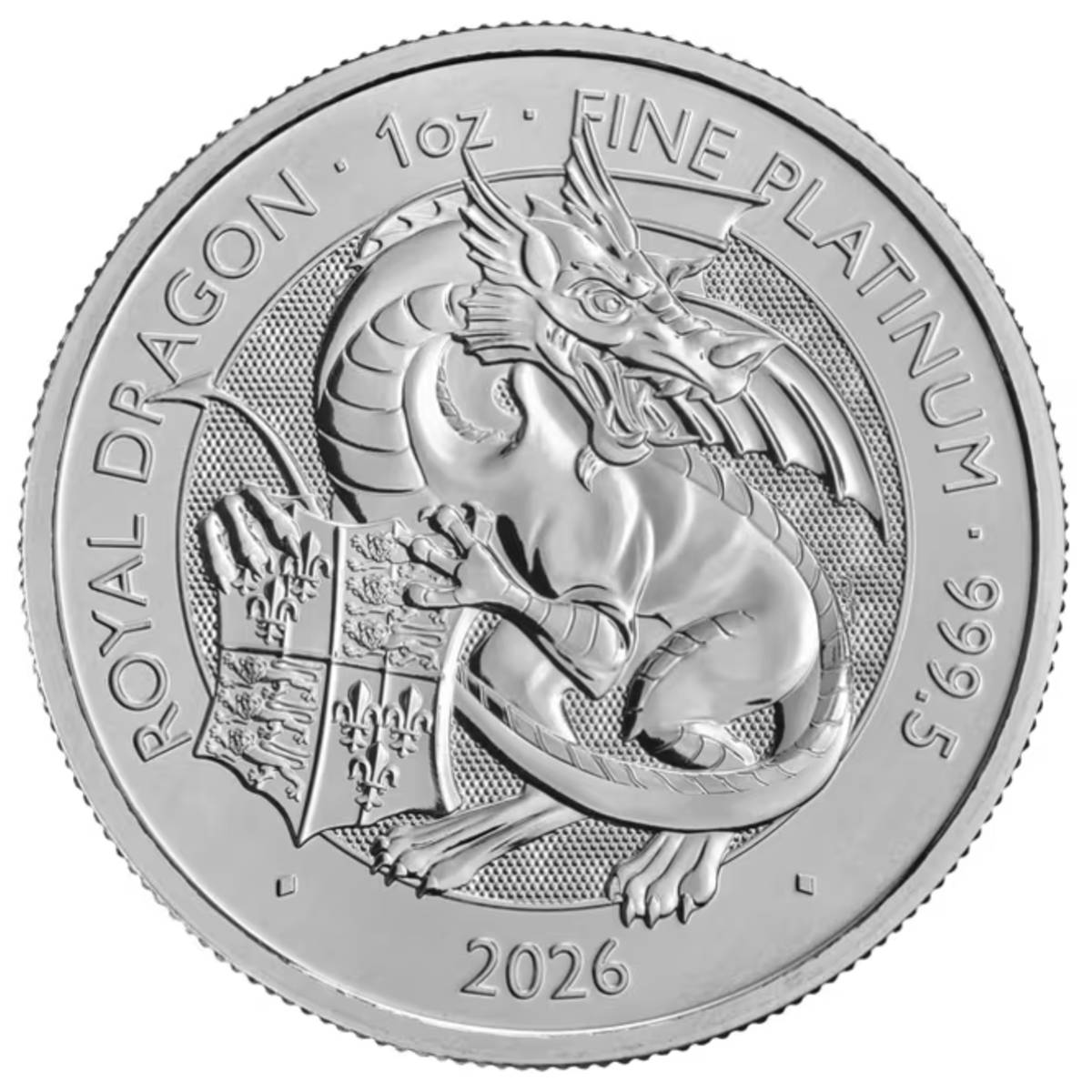Royal Dragon The Tudor Dragon 2026 1 oz £100 Pure Platinum BU Coin