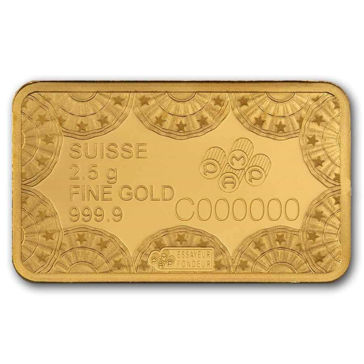 250th Anniversary of the USA 2.5 Grams Pure Gold Bar in American