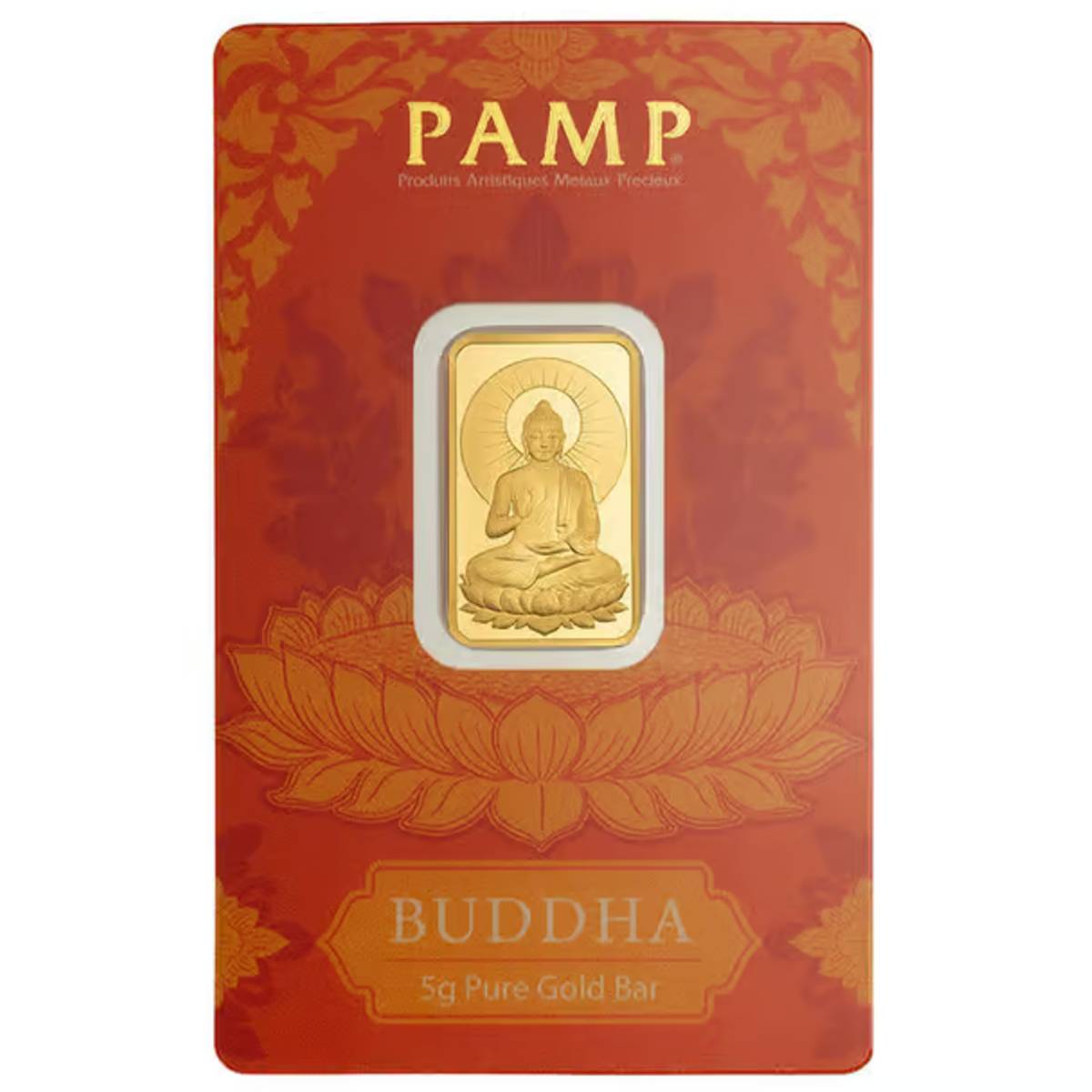 Buddha 5 Grams Pure Gold Bar in Assay Card - PAMP Suisse
