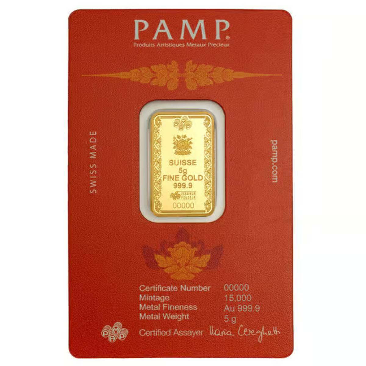 Buddha 5 Grams Pure Gold Bar in Assay Card - PAMP Suisse
