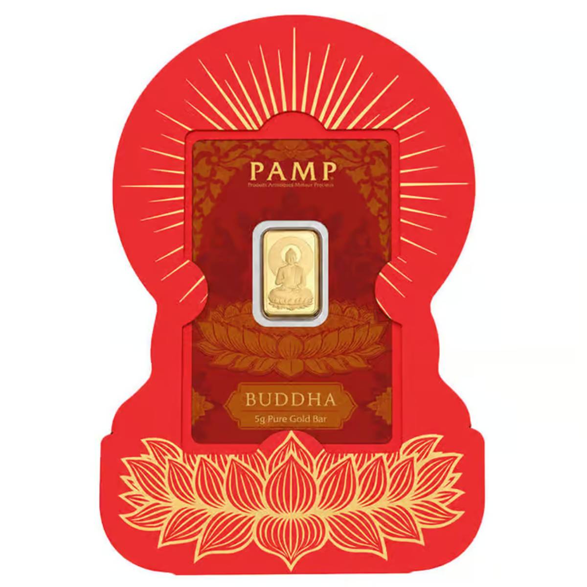 Buddha 5 Grams Pure Gold Bar in Assay Card - PAMP Suisse